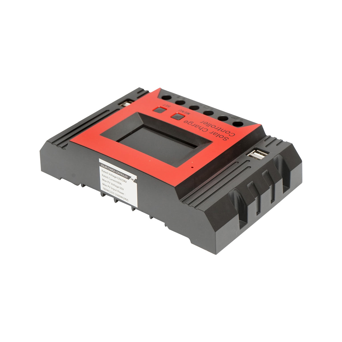 PWM voltage regulator for solar panel 60A 12V/24V 4X USB port (12V=780W) (24V=1560W) max. 50V