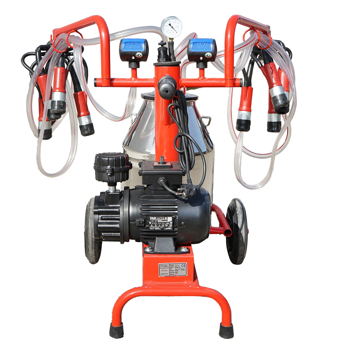 Milking machine for cows, 2 positions, 30L stainless steel tank with vacuum frame, Breckner Germany