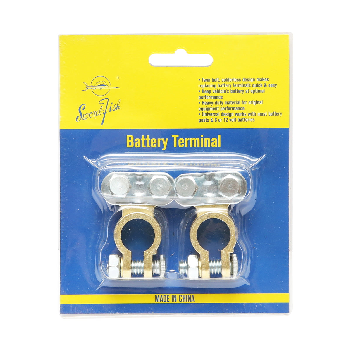 Set of bronze battery terminals with screw fastening