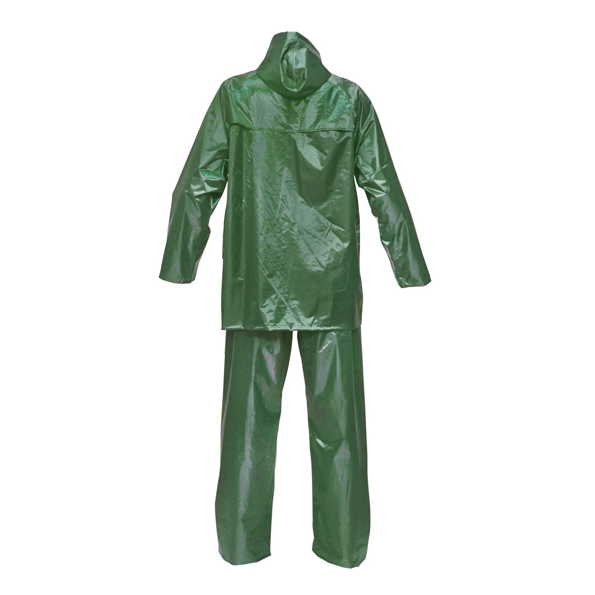Waterproof suit size L with hood and polyester and PVC pants, green Breckner Germany
