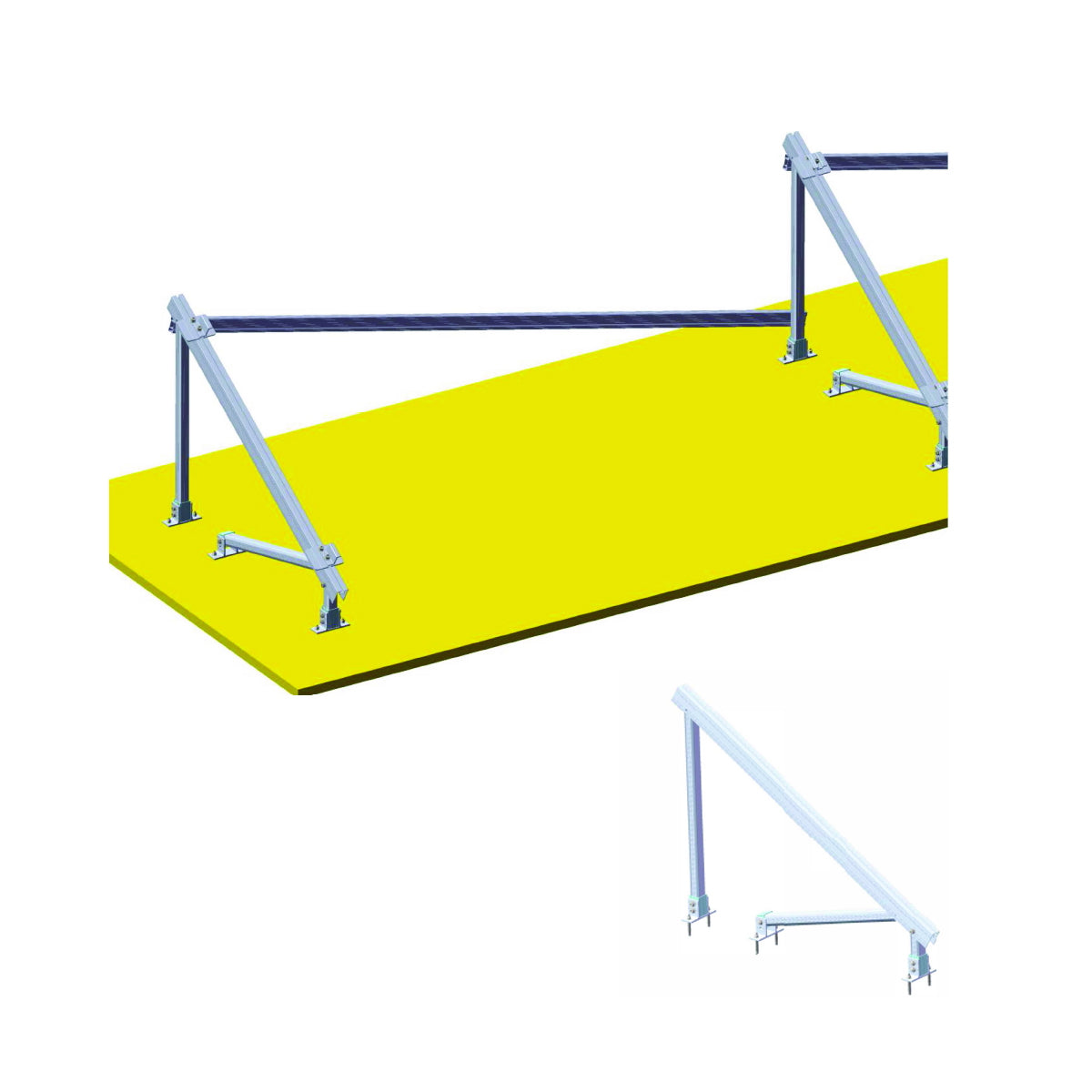 Complete mounting system on concrete for 4 photovoltaic solar panels at 30 degrees Breckner Germany
