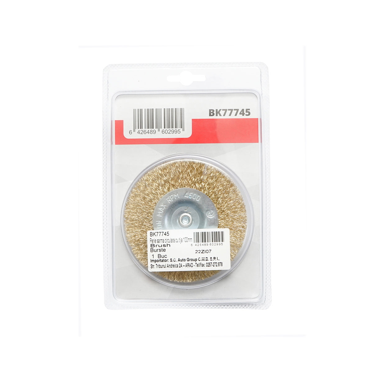 Wire brush with M14 shaft, 100mm, 4500rpm Breckner Germany