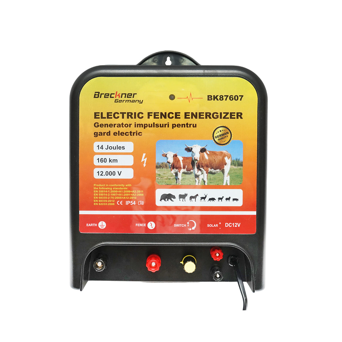 Impulse generator device 12V, 14 Joules, 160km for electric fence Breckner Germany