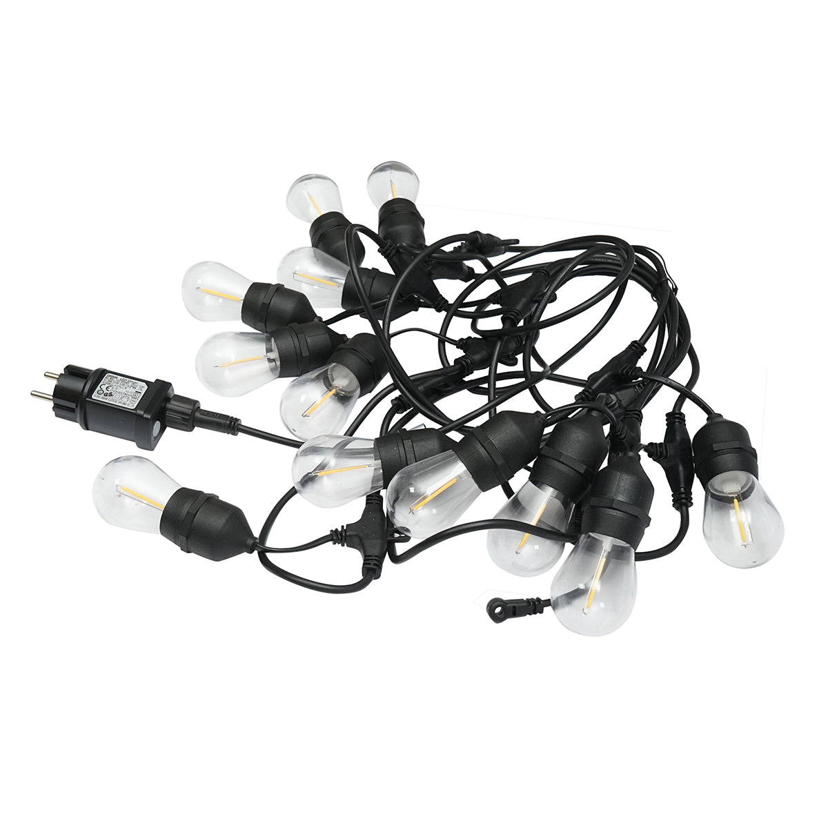 Outdoor LED lighting system with 12 E27 sockets, 6m cable, 220V IP44 Breckner Germany