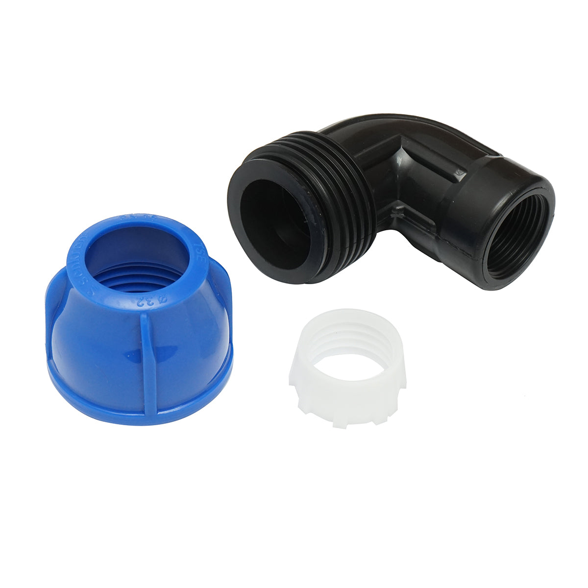 Compression fitting with internal thread mother 90 degrees D32mmx1, PN16 bar for irrigation systems