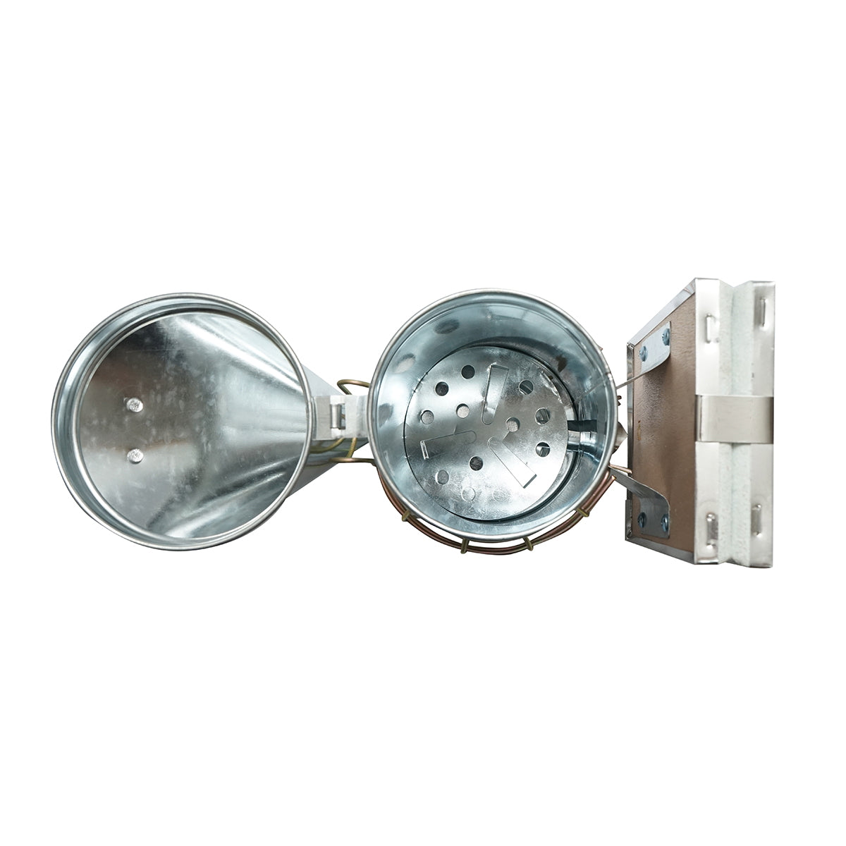 Bee smoker made of galvanized steel with a thermal shield cylinder and leather bellows 190mm