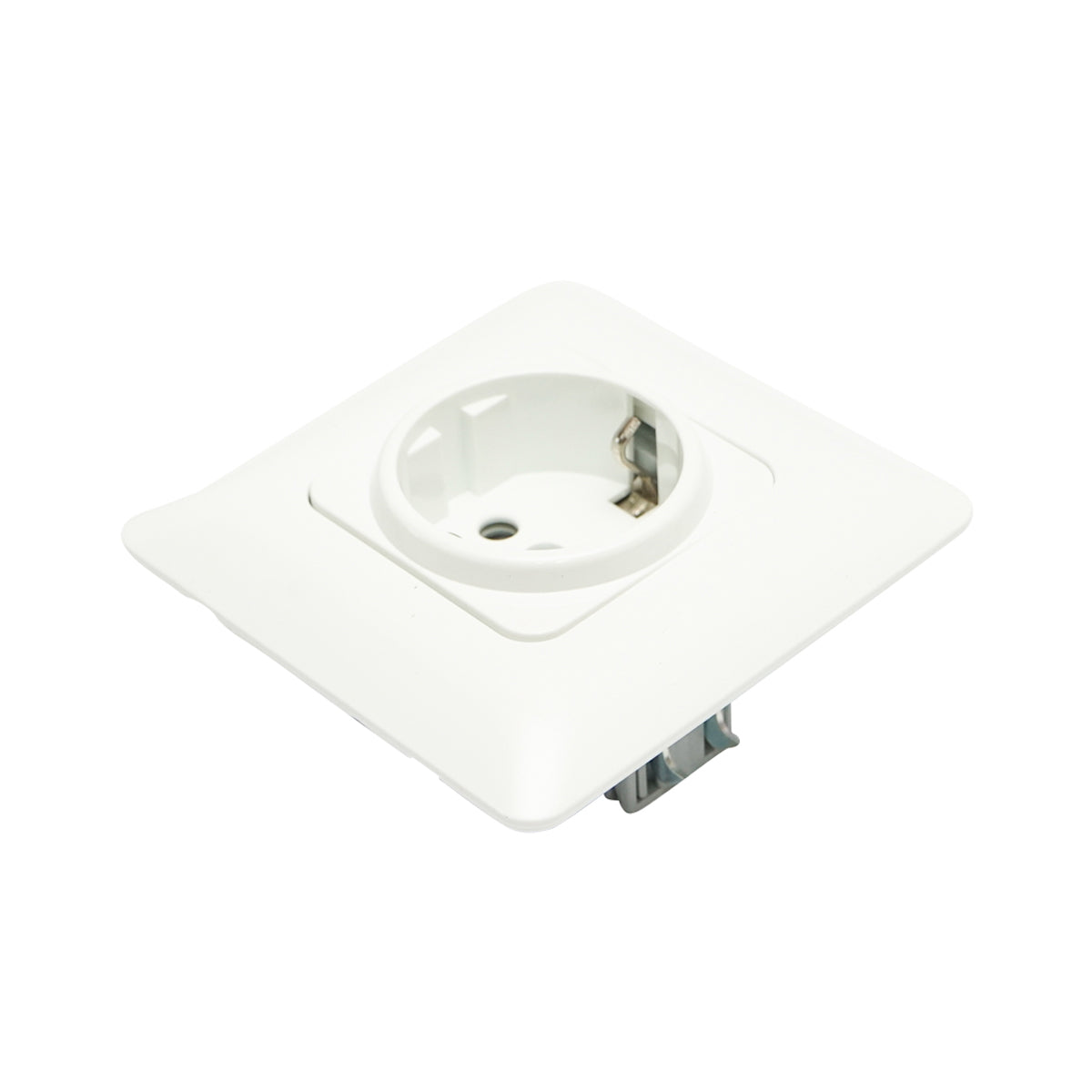White plain Schuko socket with grounding ST 220V - 250V, 16A recessed