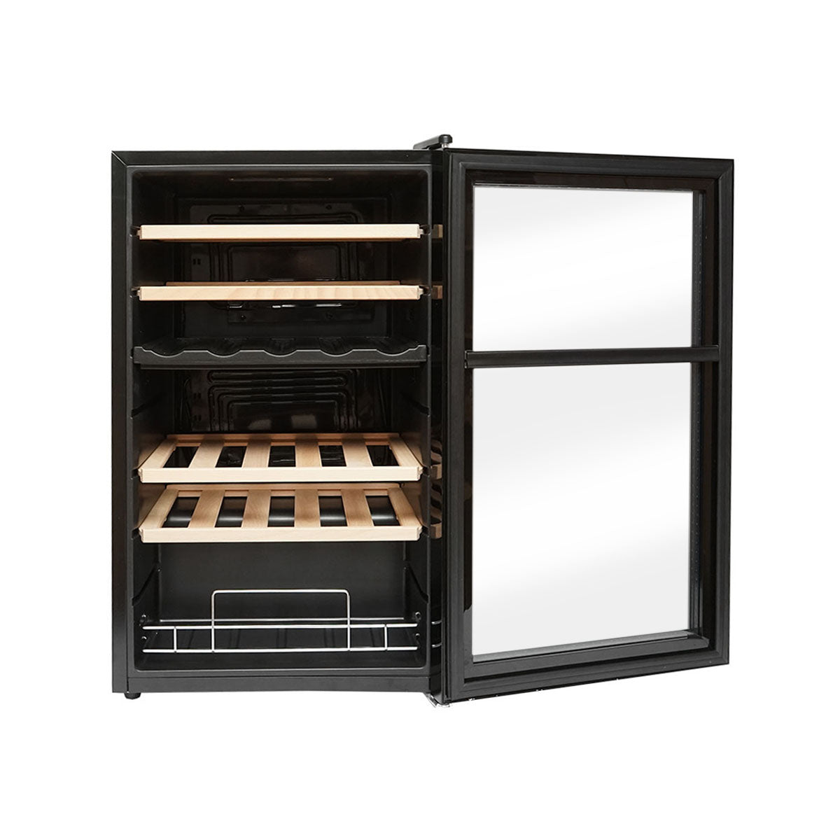 Wine refrigerator, 33 bottles with 4 wooden shelves 88L, 220V