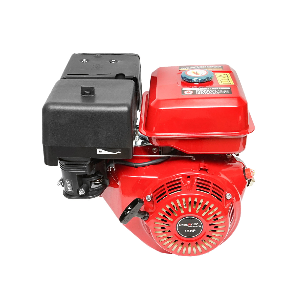 Gasoline engine 13HP, 4 strokes, 25mm shear pin shaft, pull start, Breckner Germany