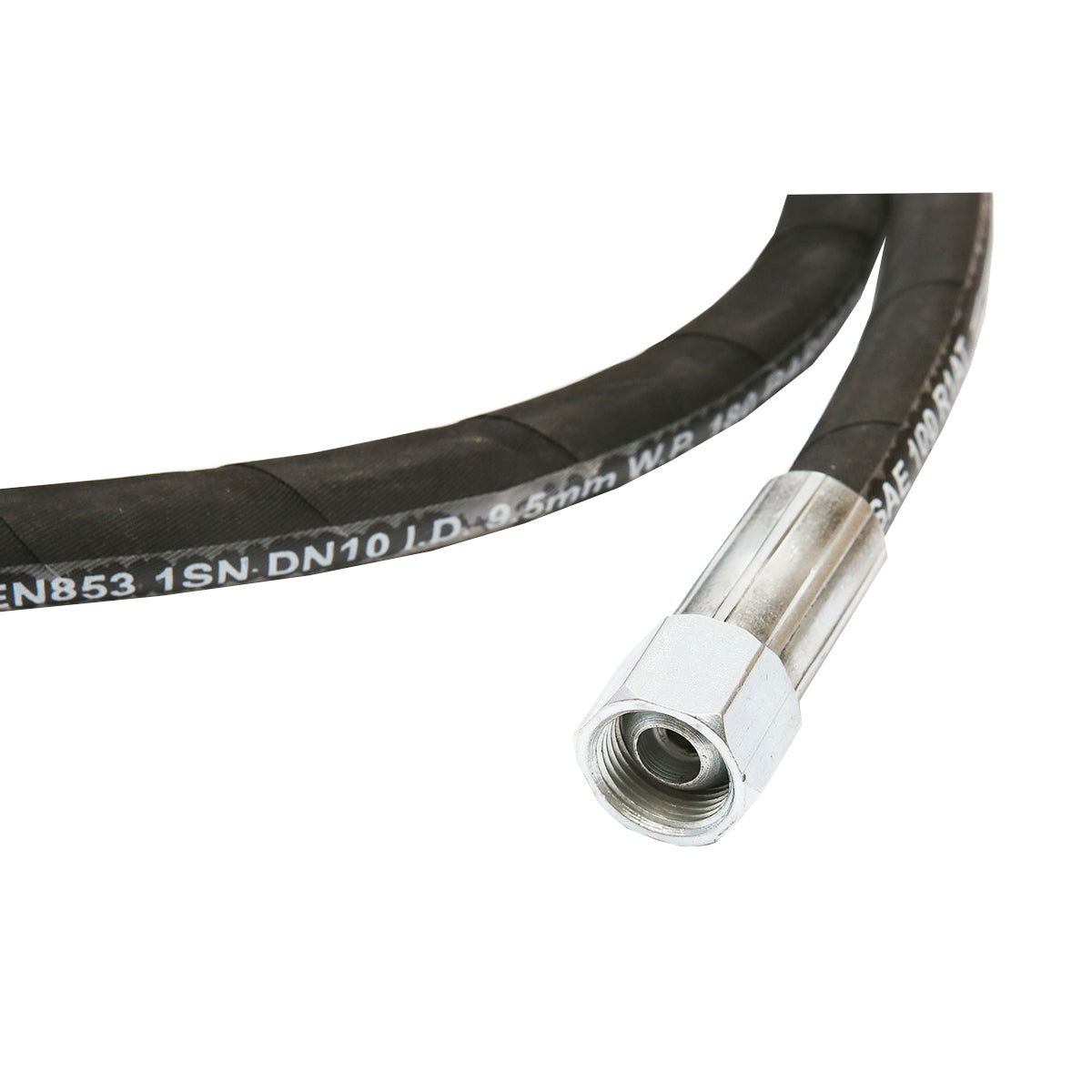 Pressure hose 2SN DN10 certified with hydraulically fixed ends L= 1800mm (Reduction M20X20)