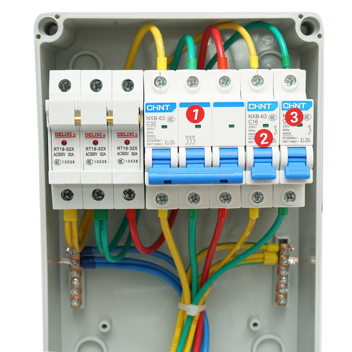 Group prize board for site organization 1x415V/32A, 2x230V/16A, 260x170x140mm IP44/66 SUNTREE