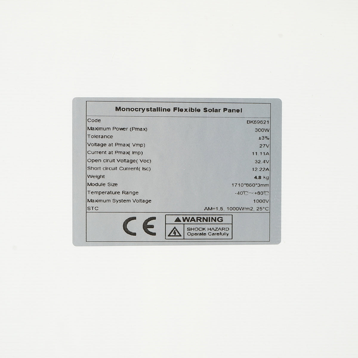 Portable 300W flexible monocrystalline solar panel 1710x860x3mm