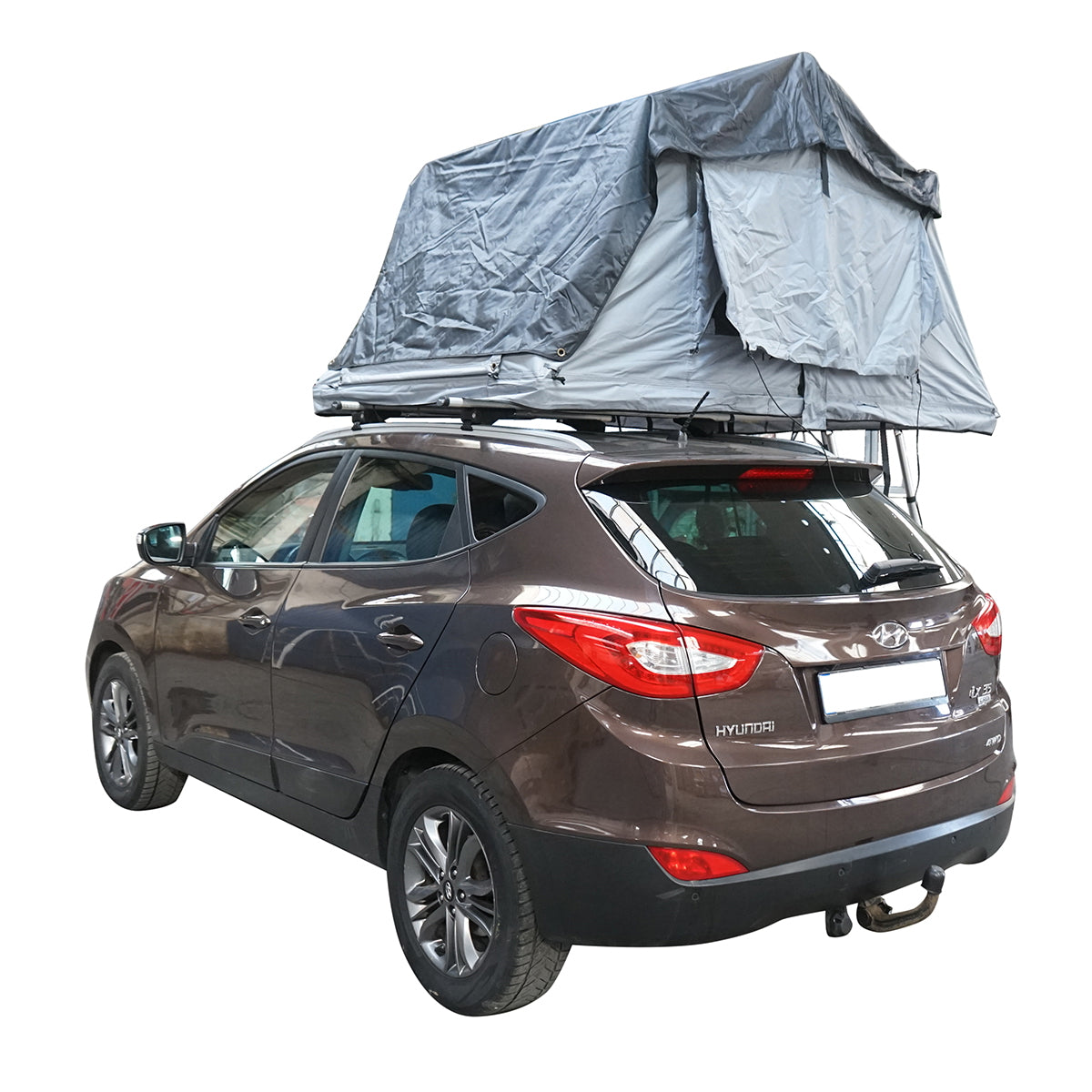 Waterproof car tent for 2 people, attachment to the roof with a platform and ladder