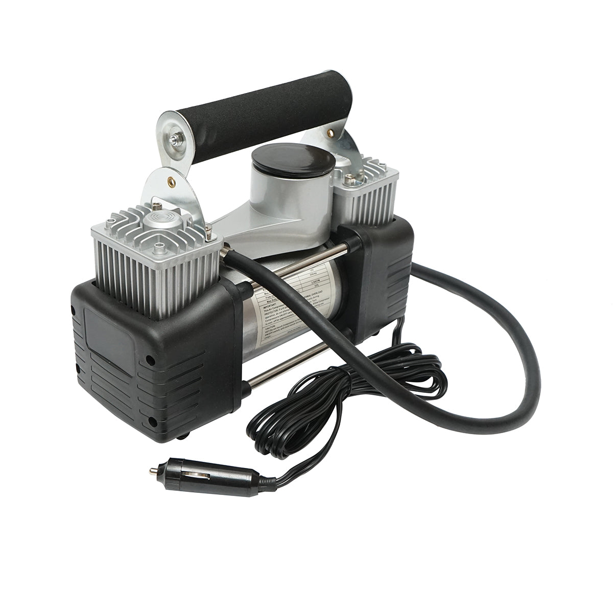 12V tire inflation air compressor, 150PSI, 85l/min, 2 cylinders, 3m cable for car lighter socket