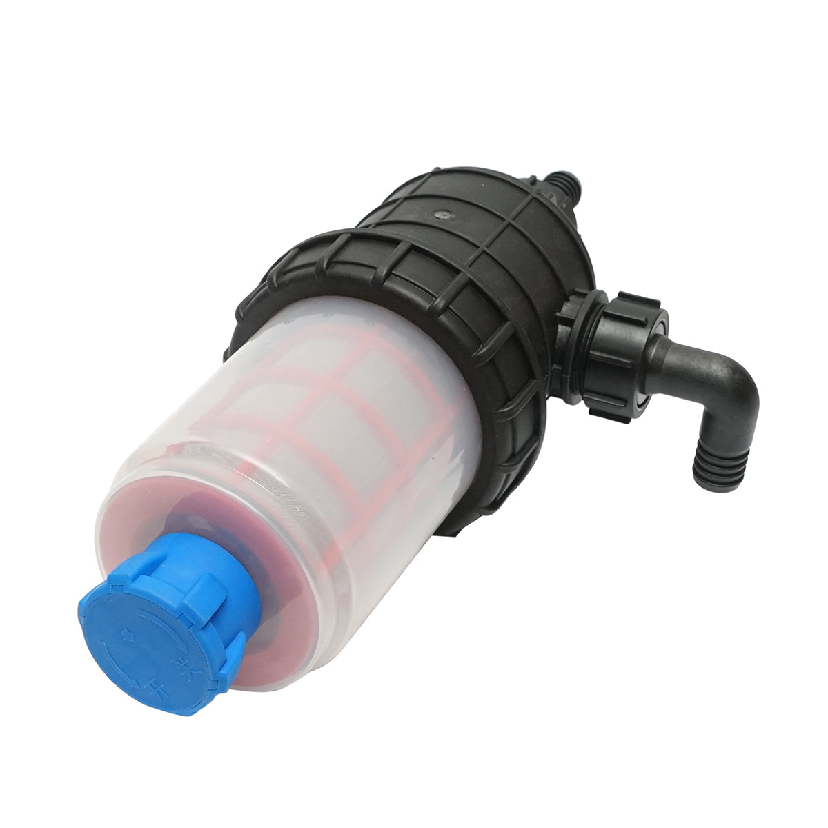 Transparent herbicide filter with 2 sieves and self-cleaning valve, 25mm connection