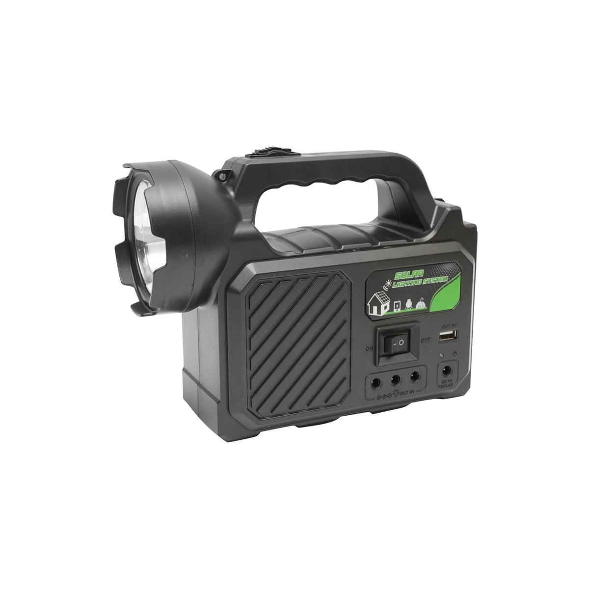 Portable LED lighting kit with 3 bulbs/projector, solar panel, and 3.7V, 5500Ah battery for fishing camping GD-P30
