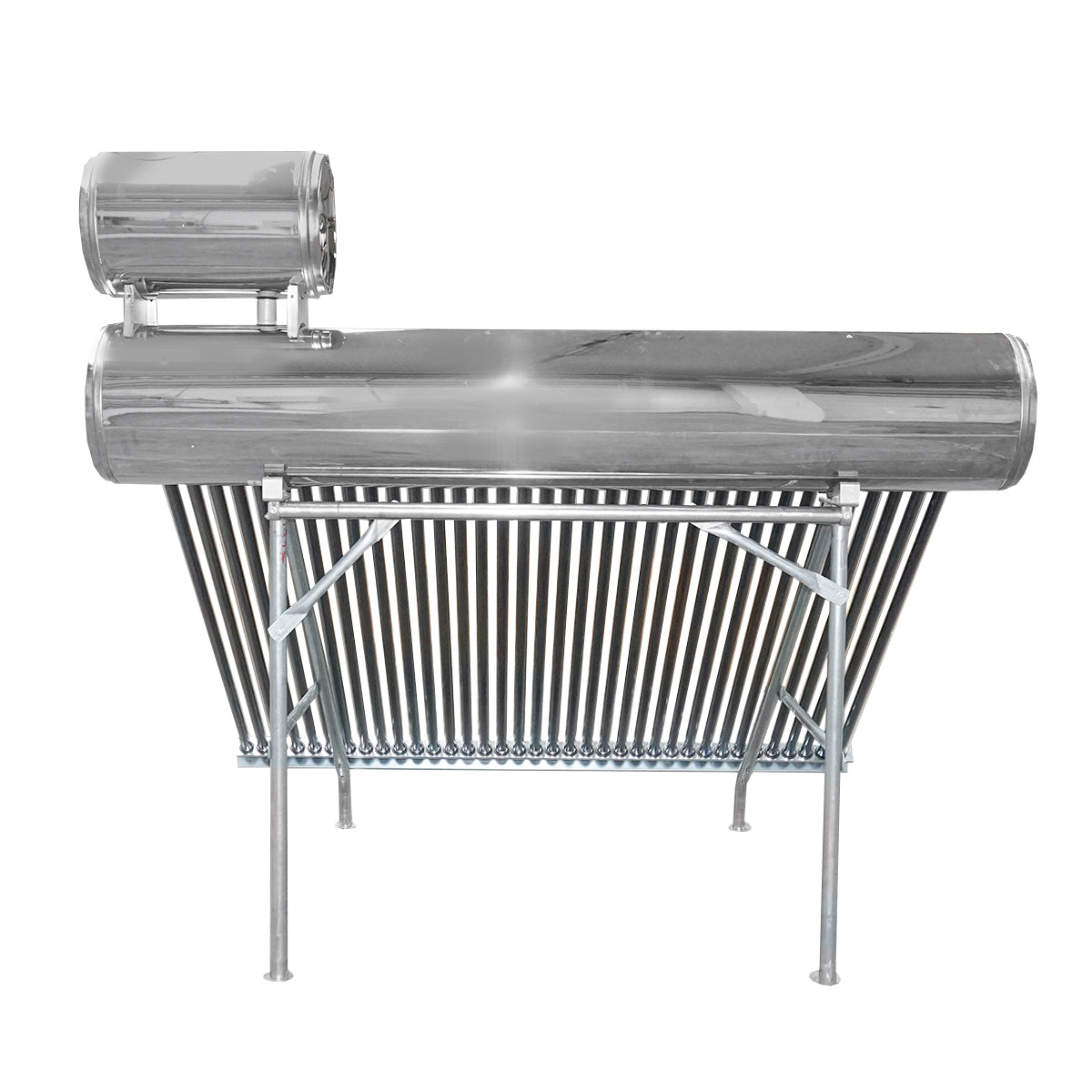 Unpressurized stainless steel solar panel with 36 tubes for hot water, 260L boiler, 2390x2200x1820mm Breckner Germany