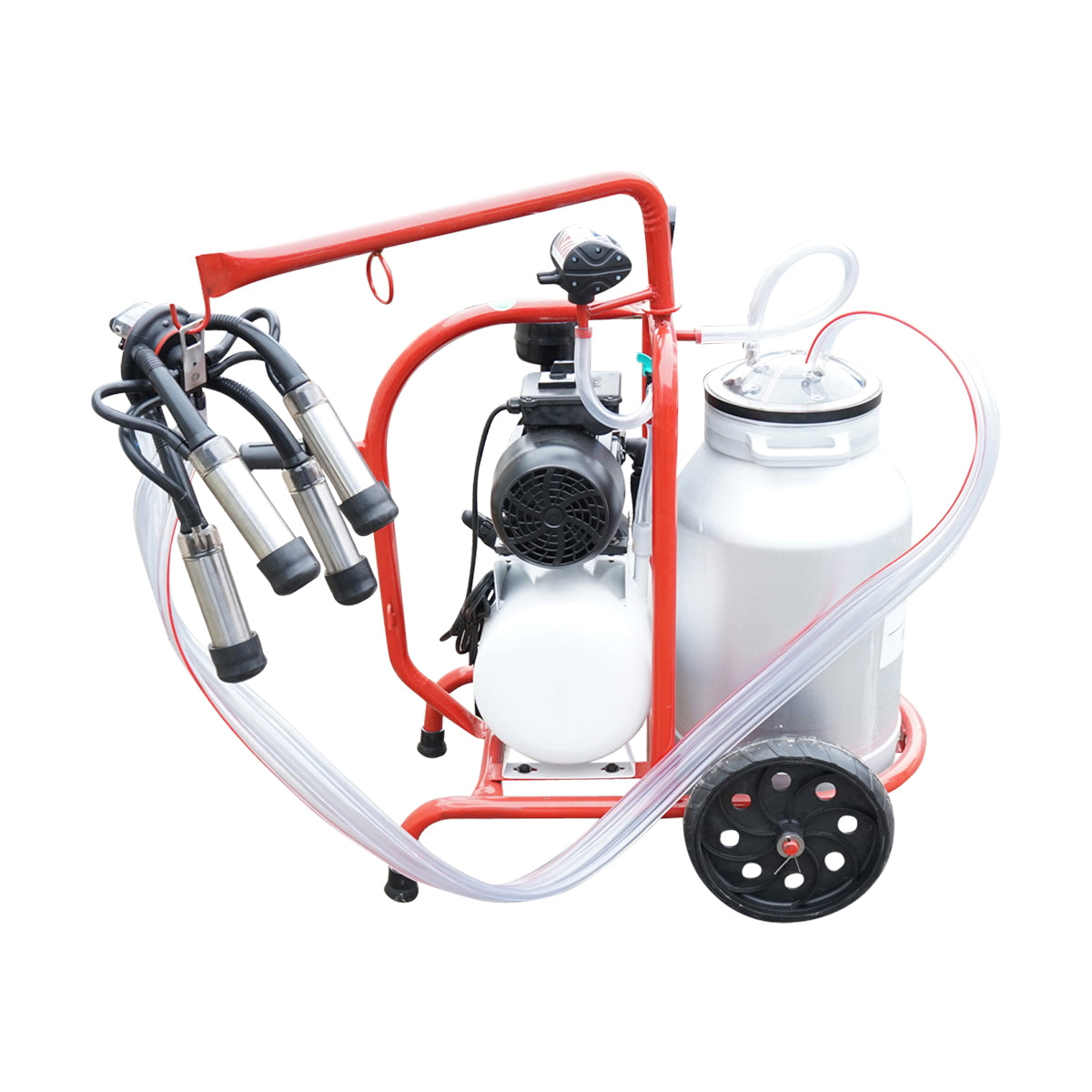 Milking machine for cows with a 160cc collector group, electrostatically painted chassis, 30L aluminum bucket, 1 post Breckner Germany