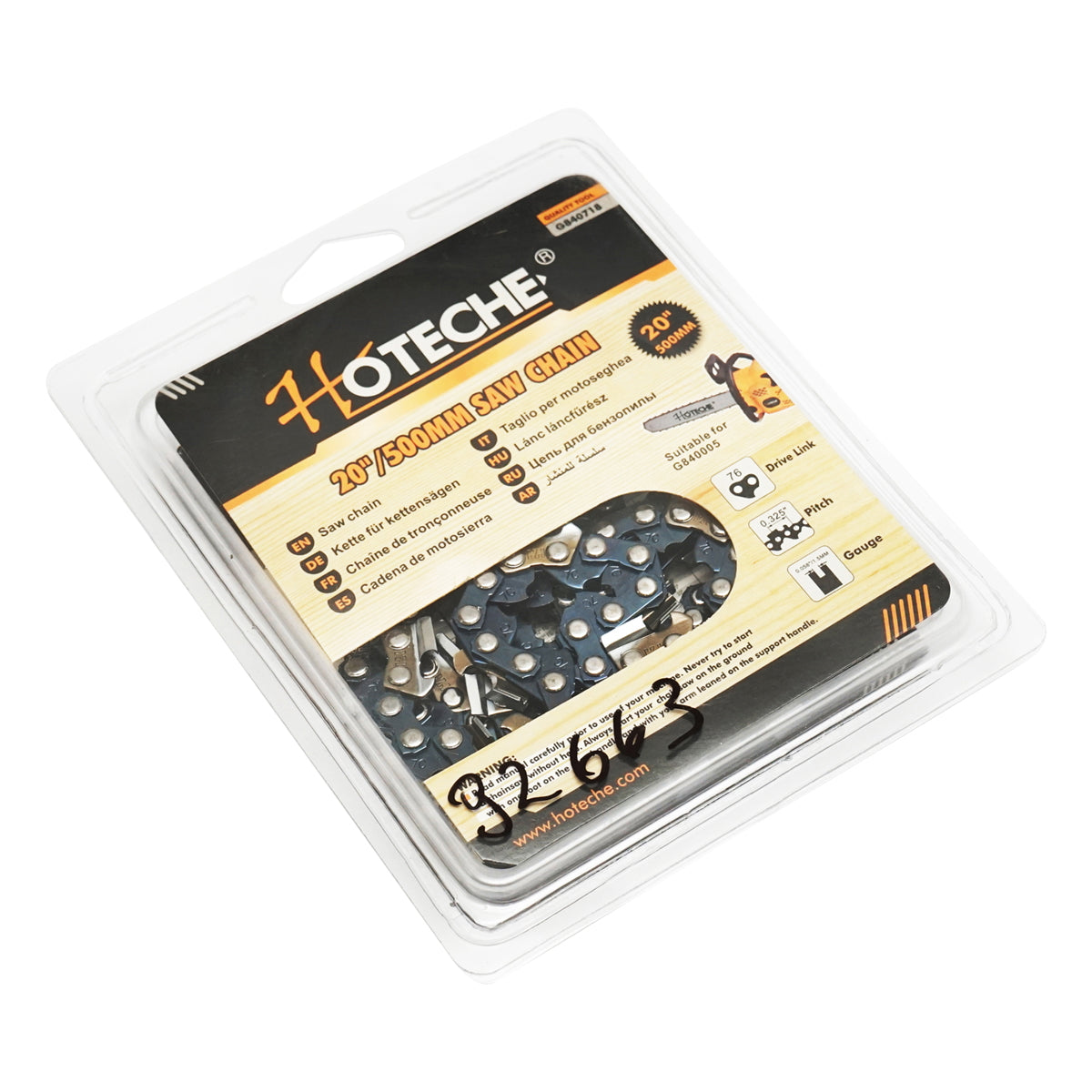Chain for chainsaw pitch 325, 76 links, 38 teeth, length 50cm (20 inch) Hoteche