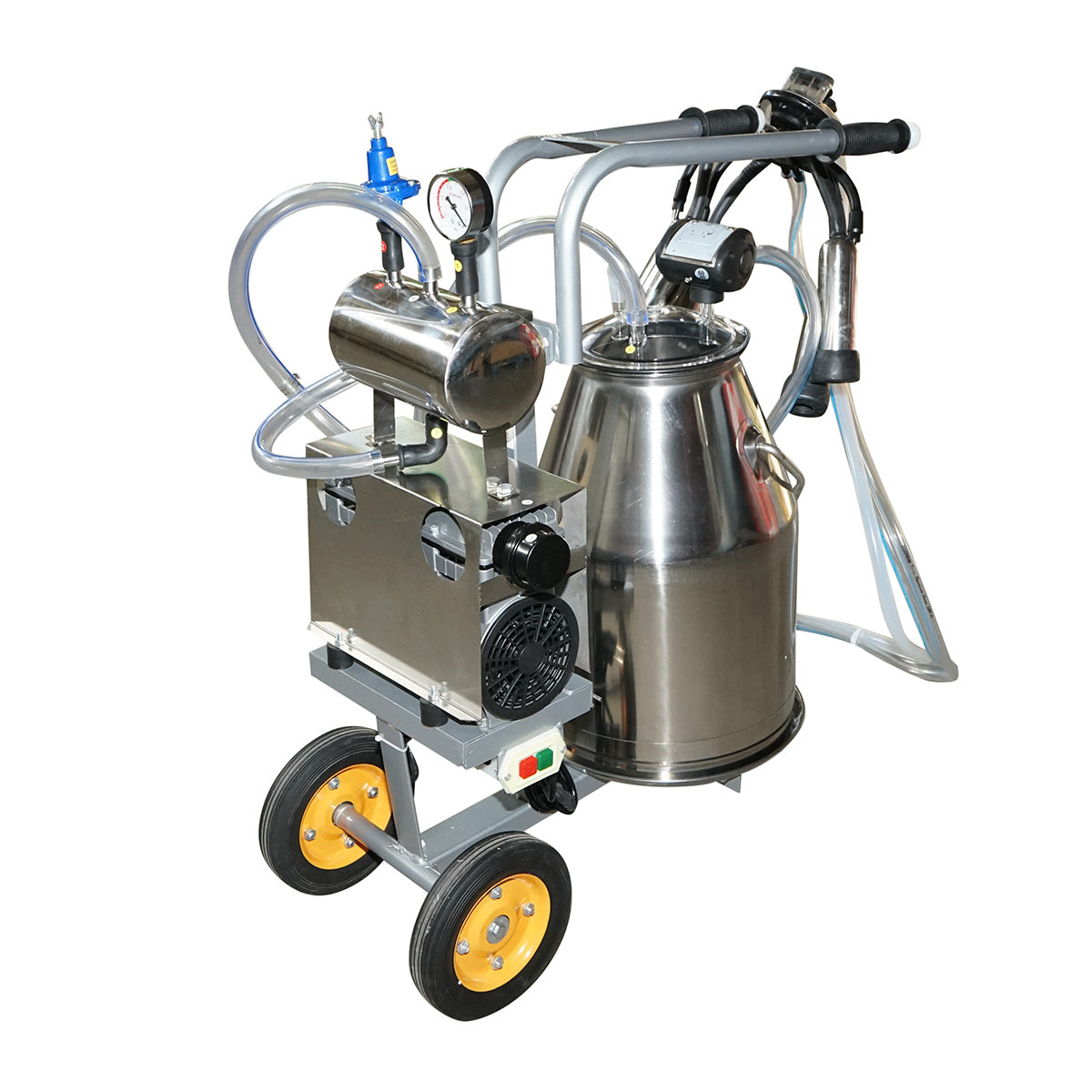 Cow milking machine 1 station 650W, stainless steel tank 25L, milking group with 4 teats, vacuum pressure 45-50 kPa, pulsations 60-80 cpm