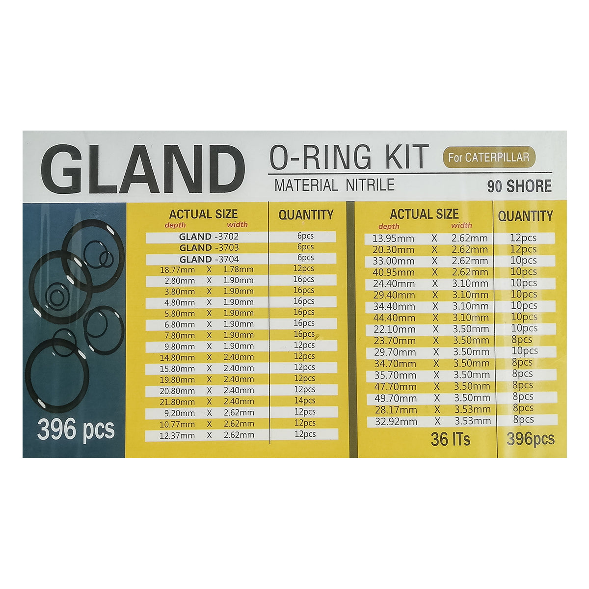 Caterpillar O-ring kit 396 pieces