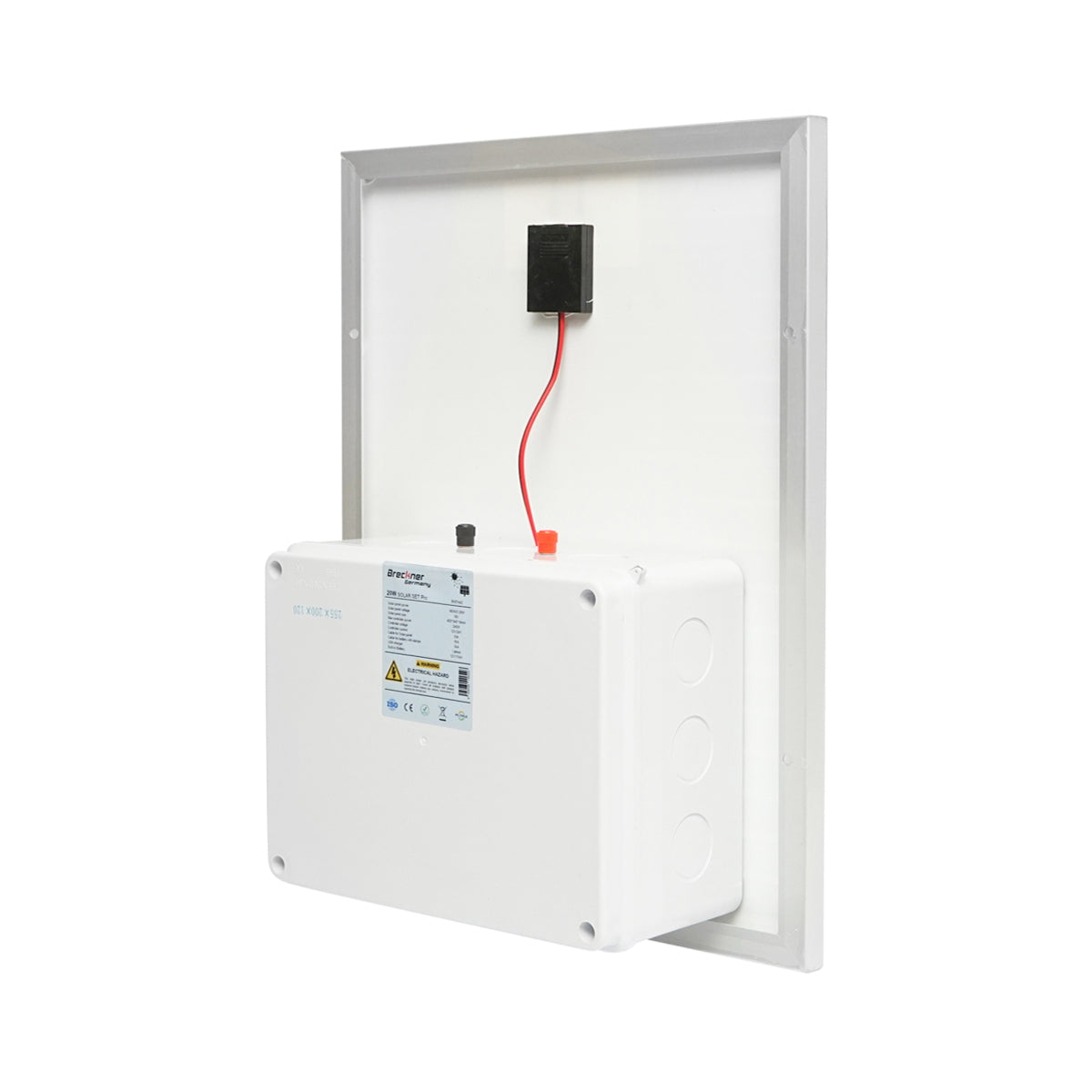 20W monocrystalline photovoltaic solar panel 460x350x135mm with 12V/17Ah battery, 12/24V 10Ah regulator and 2x USB ports Breckner Germany