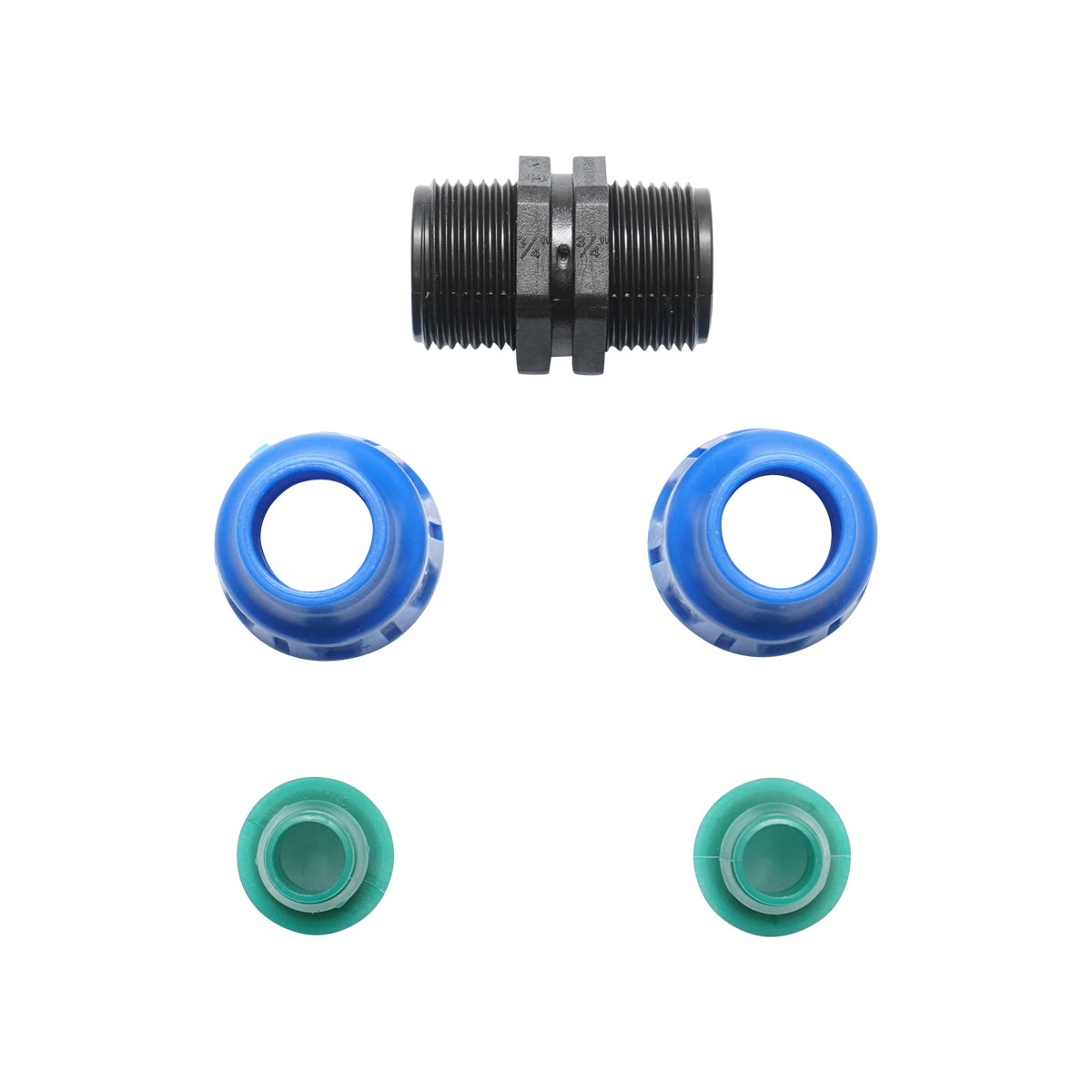 Equal D16x16mm drip tubing connector for irrigation systems.