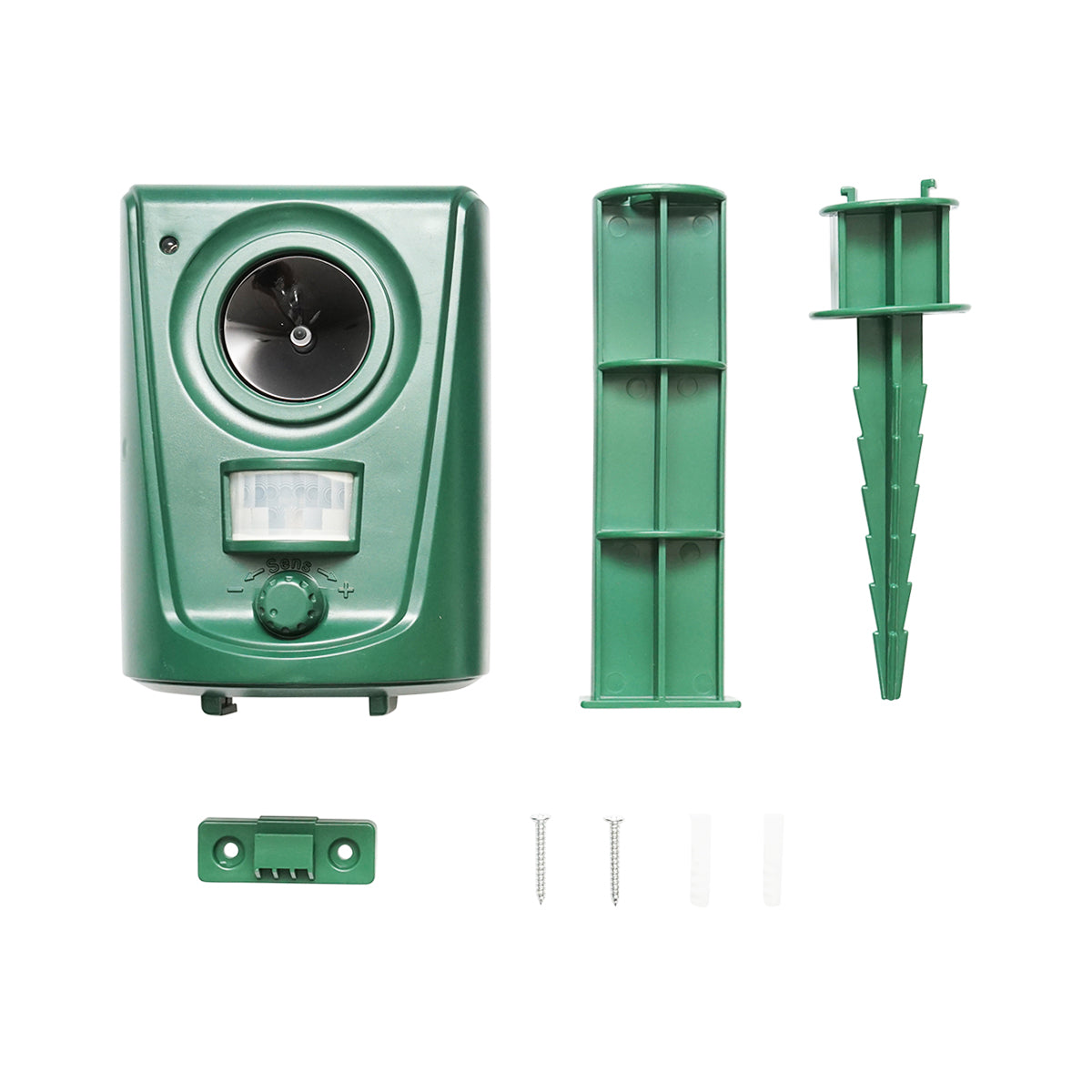 Ultrasonic device and motion sensor for repelling dogs, cats, and foxes Baisan