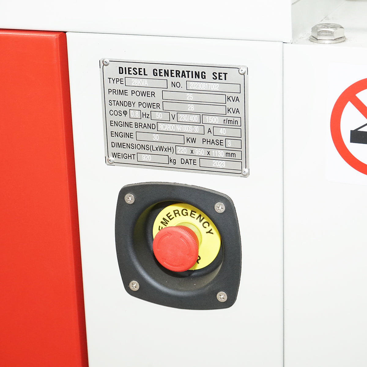 Three-phase electric generator 28KVA, 230/400V with Ricardo N4100DS-30KW diesel engine