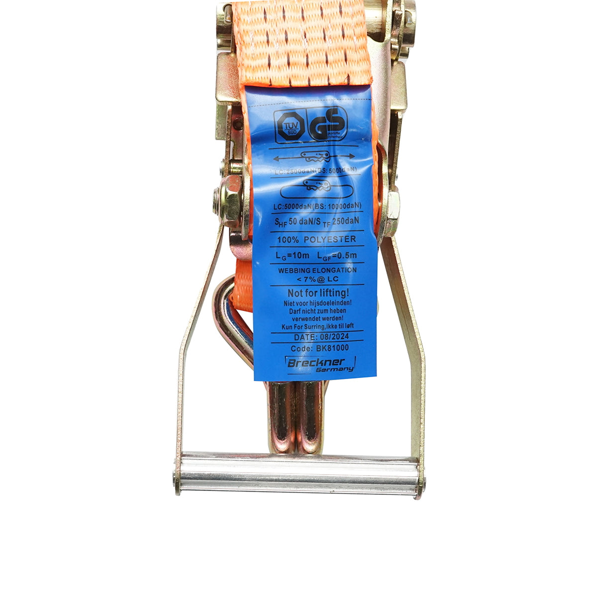 10m x 50mm 5T cargo securing strap (simple ratchet) Breckner Germany