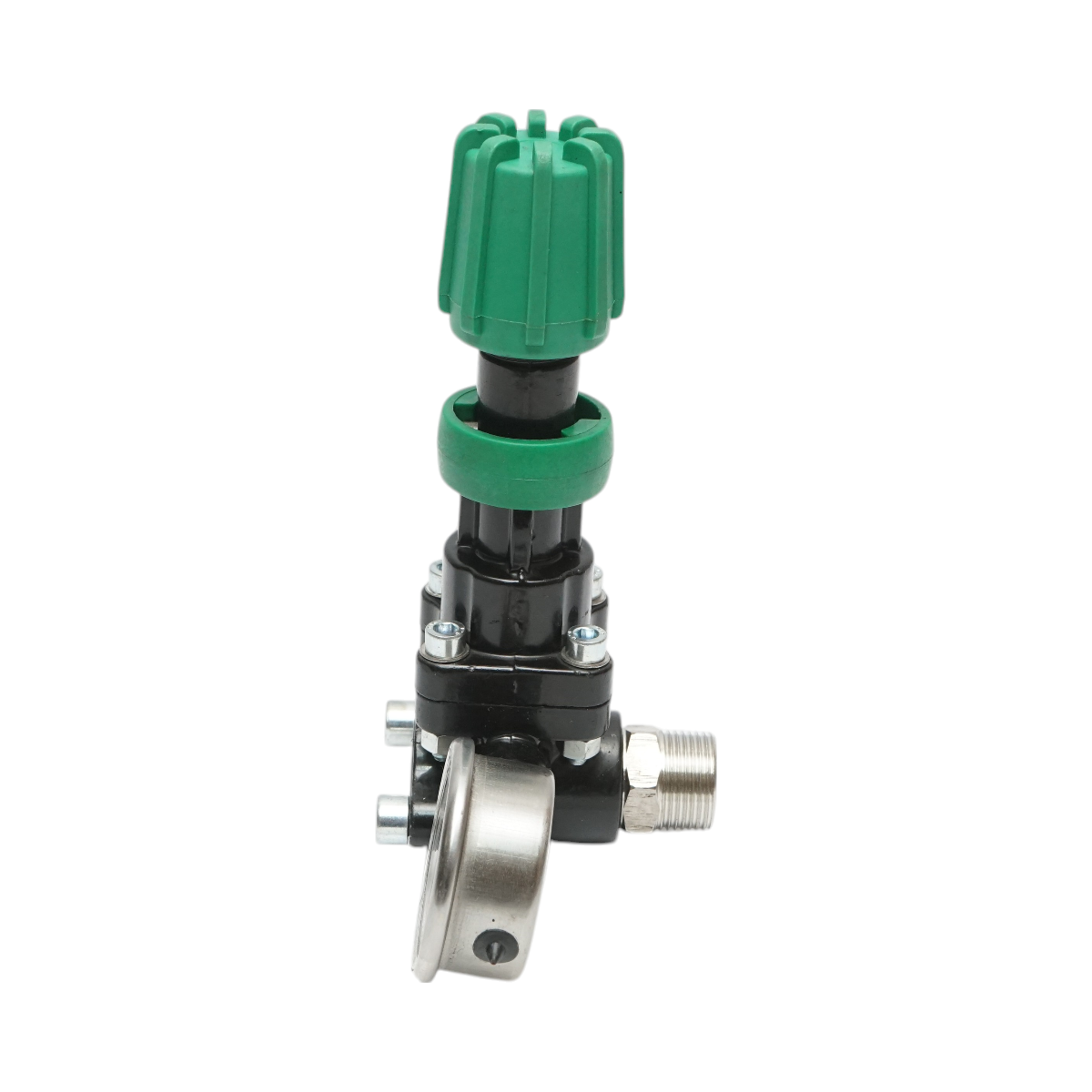Pressure adjustment valve with manometer for herbicide applicator