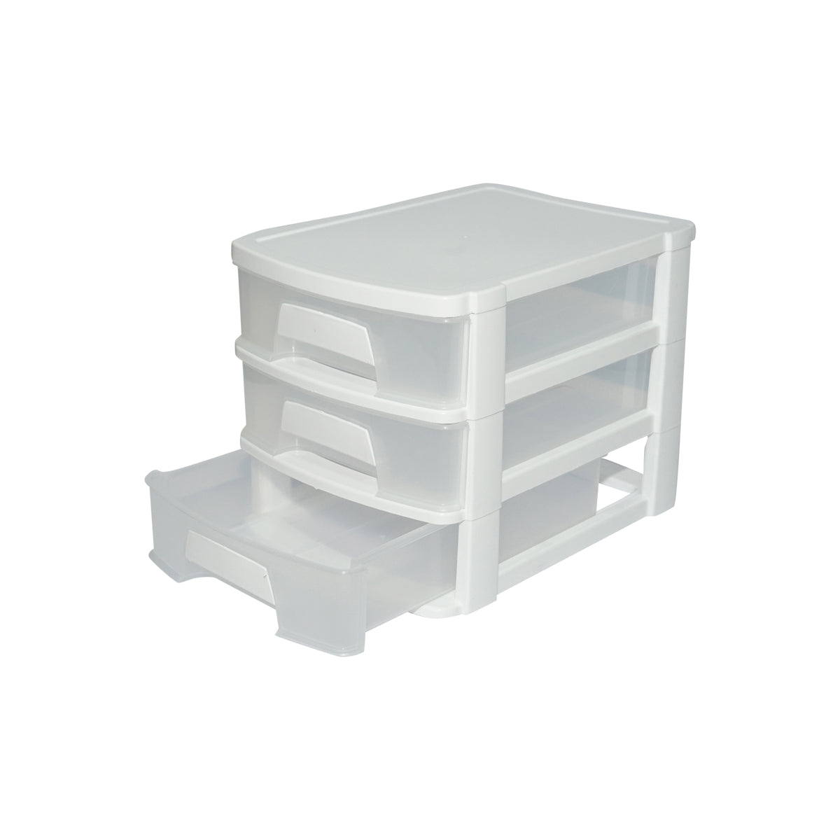 White plastic storage box with 3 drawers 270x192xH198mm