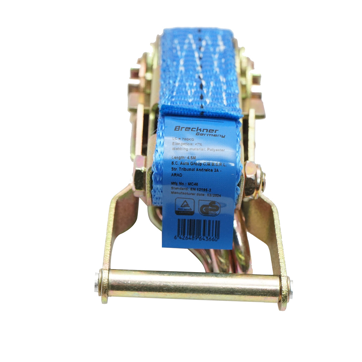 Cargo anchoring strap 4.5m x 25mm 750kg Breckner Germany