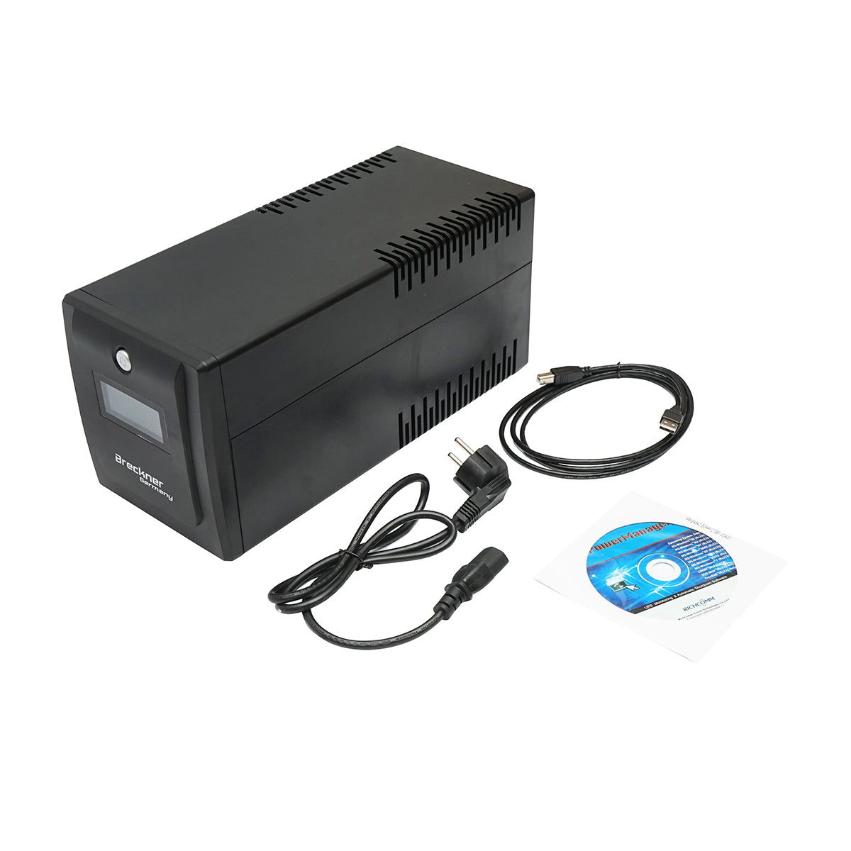 UPS 1000VA/600W with 2x7Ah batteries and 4 schuko sockets, LCD, USB, AVR Breckner Germany