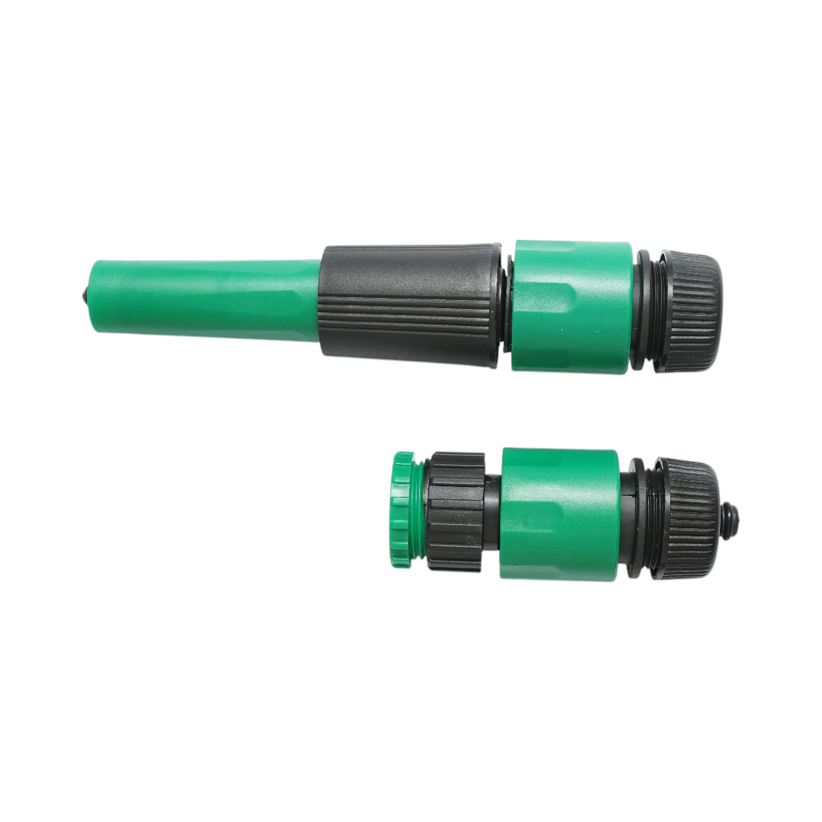 Adjustable spray nozzle with 1/2 connectors and 1/2-3/4 adapter for garden hose