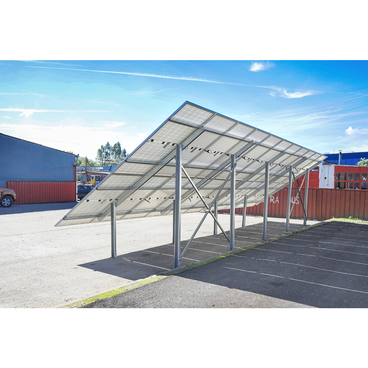 Complete installation system, structure for photovoltaic solar panels on concrete ground 10KW Breckner Germany