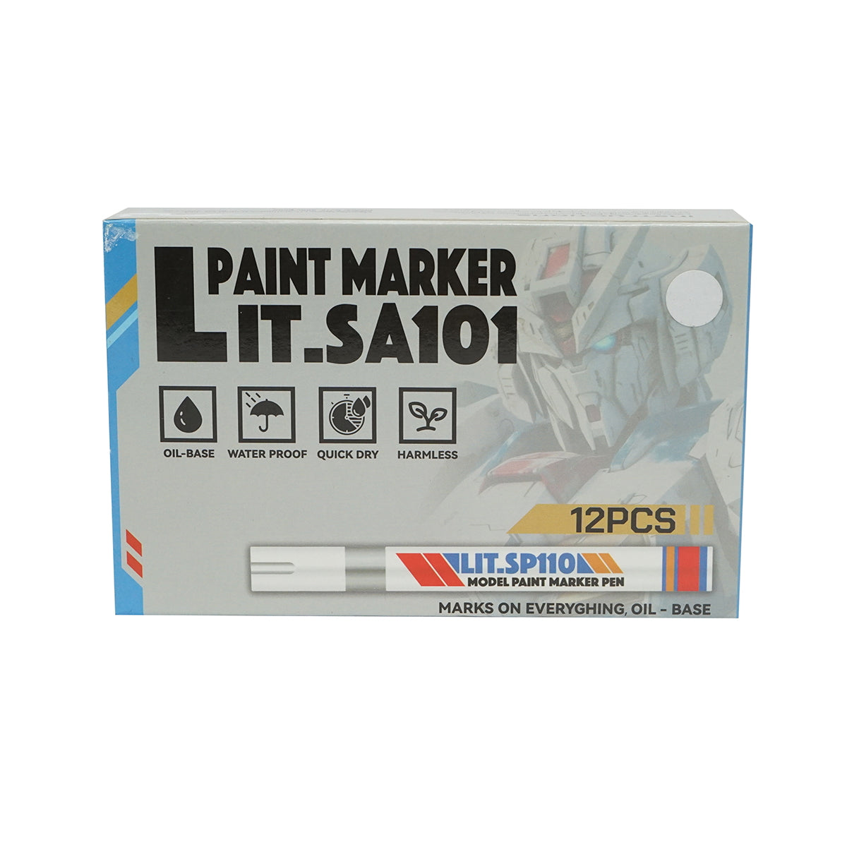 White oil-based paint marker, waterproof, quick-drying, 12 pieces