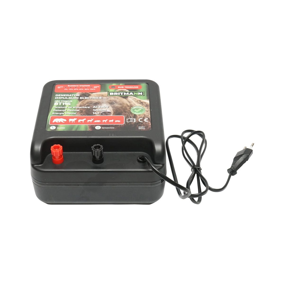 14 Joule pulse generator for electric fence 230V, 120Km Britmann