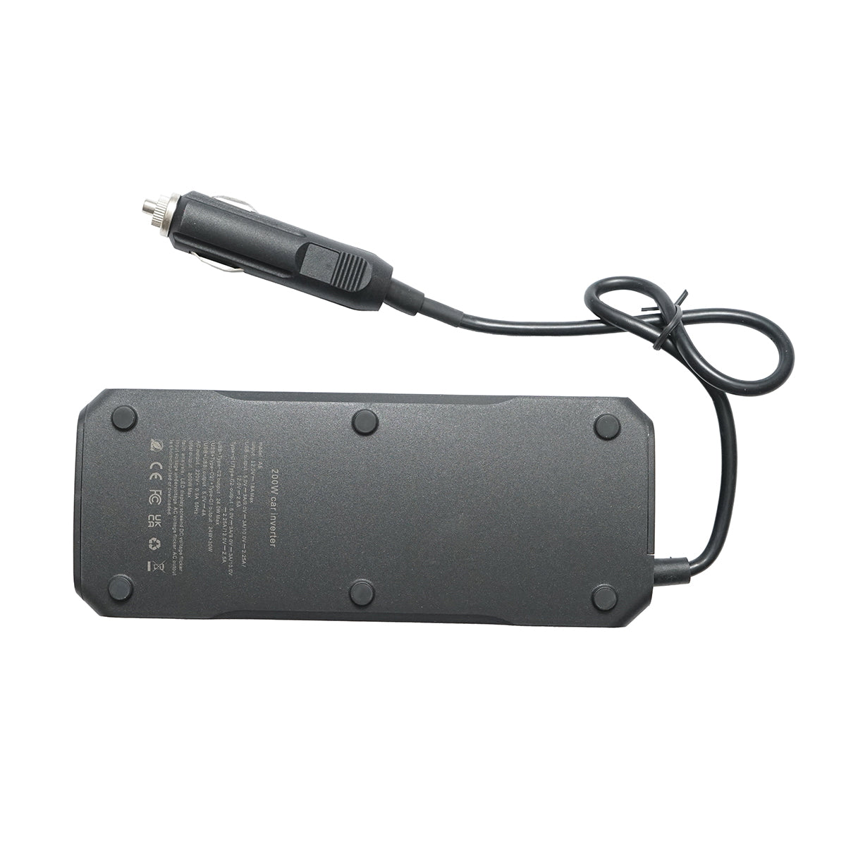 12V-220V 200W inverter, digital LED display, modified sine wave, USB port, USB-C, AC output for laptop, phone, car fridge