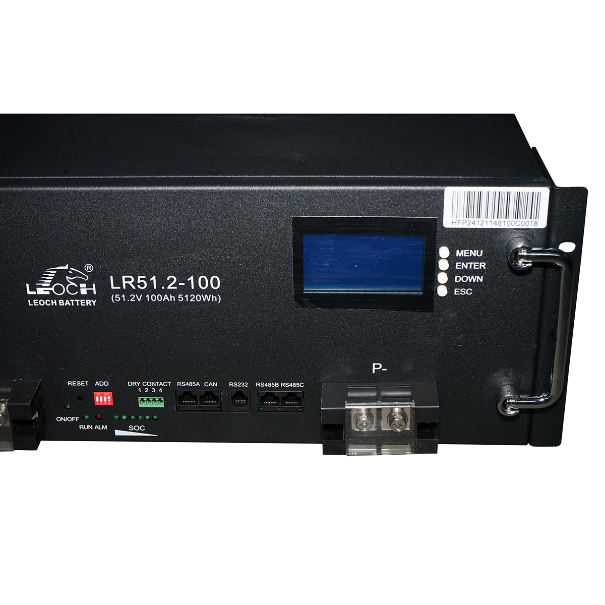 Lithium storage battery 5.12KW LifePo4 51.2V, 100Ah with BMS, LCD display, temperature protection, parallel connection Leoch Battery