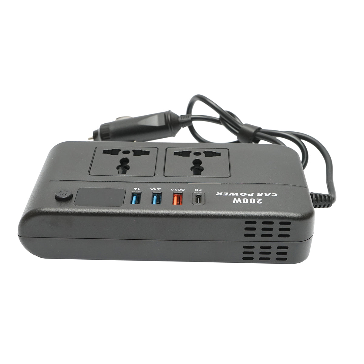 12V-220V 200W inverter, modified sine wave, USB port, USB-C, dual AC output