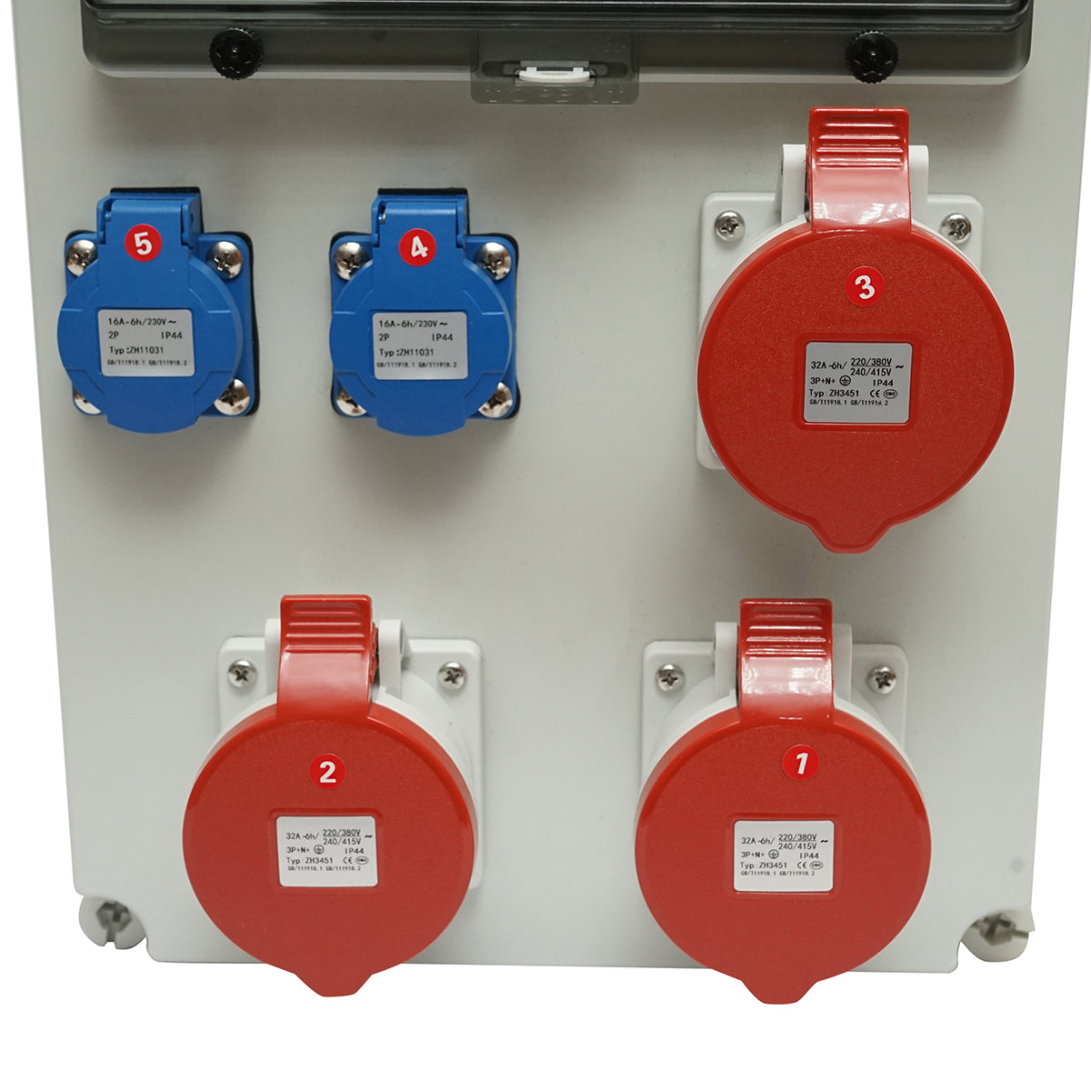 Group distribution board for construction site 2x230V/16A, 3x400V/32A, 12 modules 460x270x160mm IP44/67 SUNTREE
