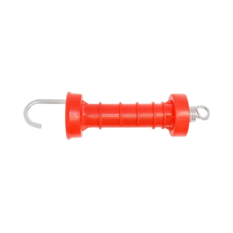 Orange gate handle with hook and large spring electric fence Breckner Germany
