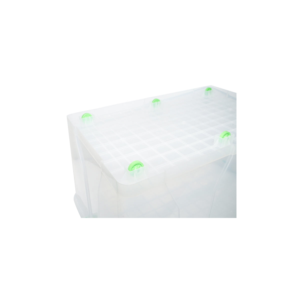 120L storage box with lid and wheels made of transparent plastic 800x515x420mm