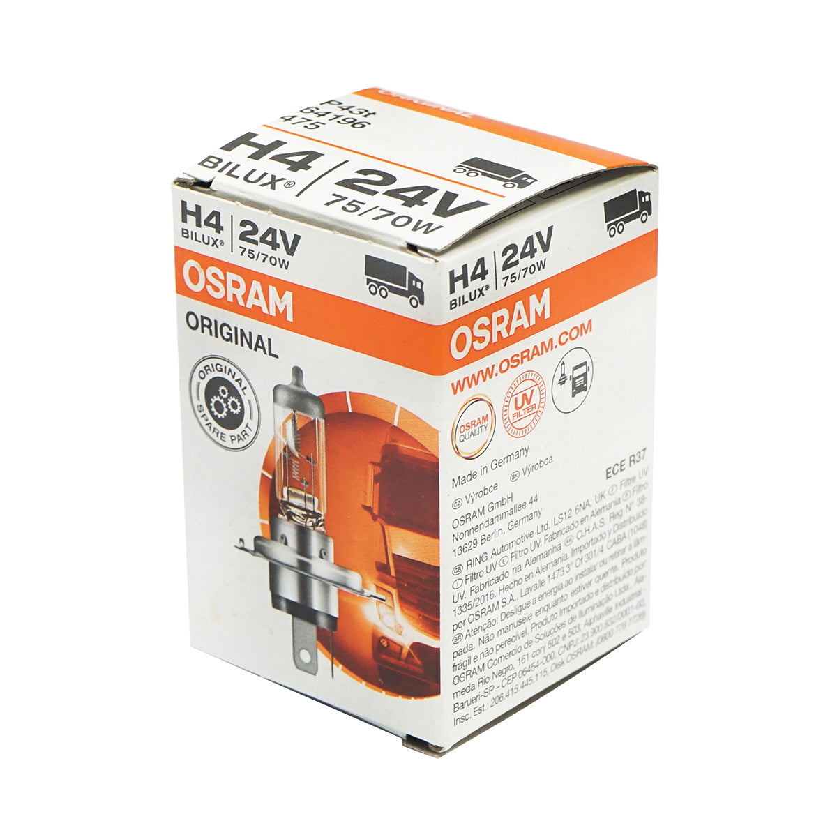 Halogen bulb (Osram) H4 24V 75/70W BILUX P43T