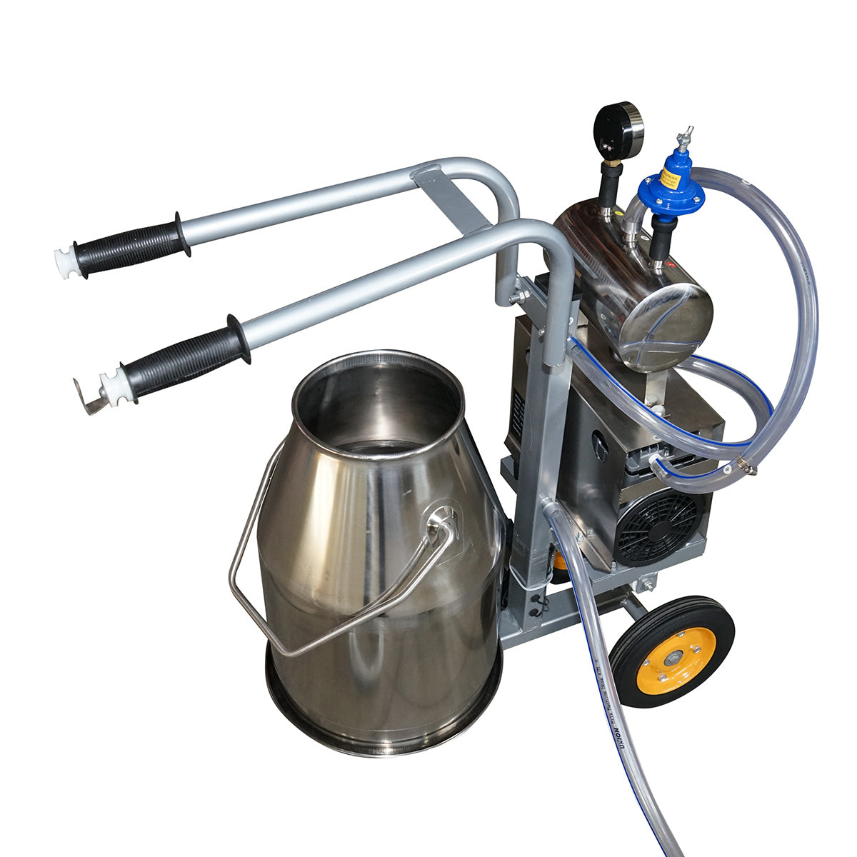 Cow milking machine 1 station 650W, stainless steel tank 25L, milking group with 4 teats, vacuum pressure 45-50 kPa, pulsations 60-80 cpm