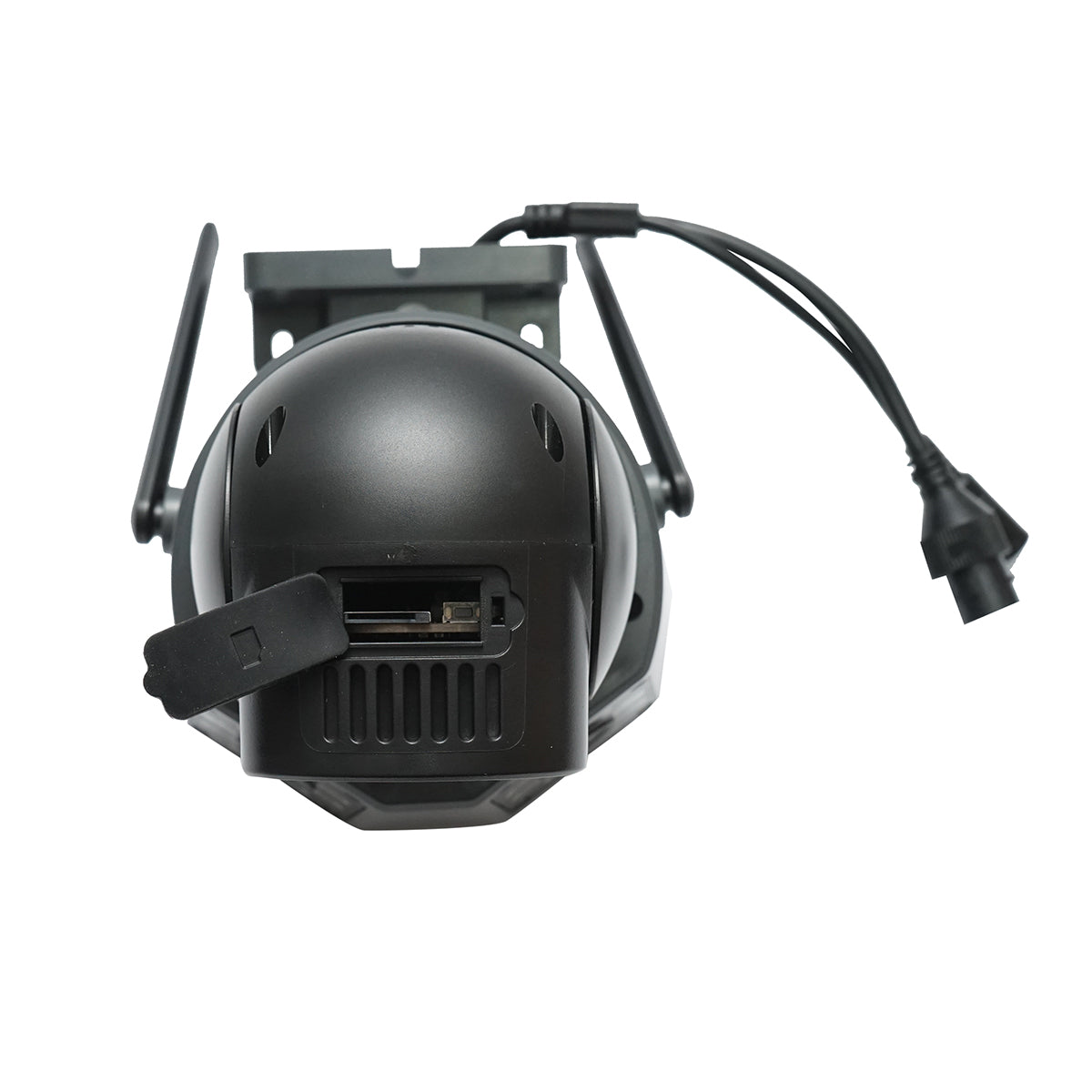 Surveillance camera with 3 lenses, 3 objectives 6 MP, WIFI 2.4GHz, 360-degree PTZ rotation with motion sensor, alarm, human detection, and IPC360 Home application.