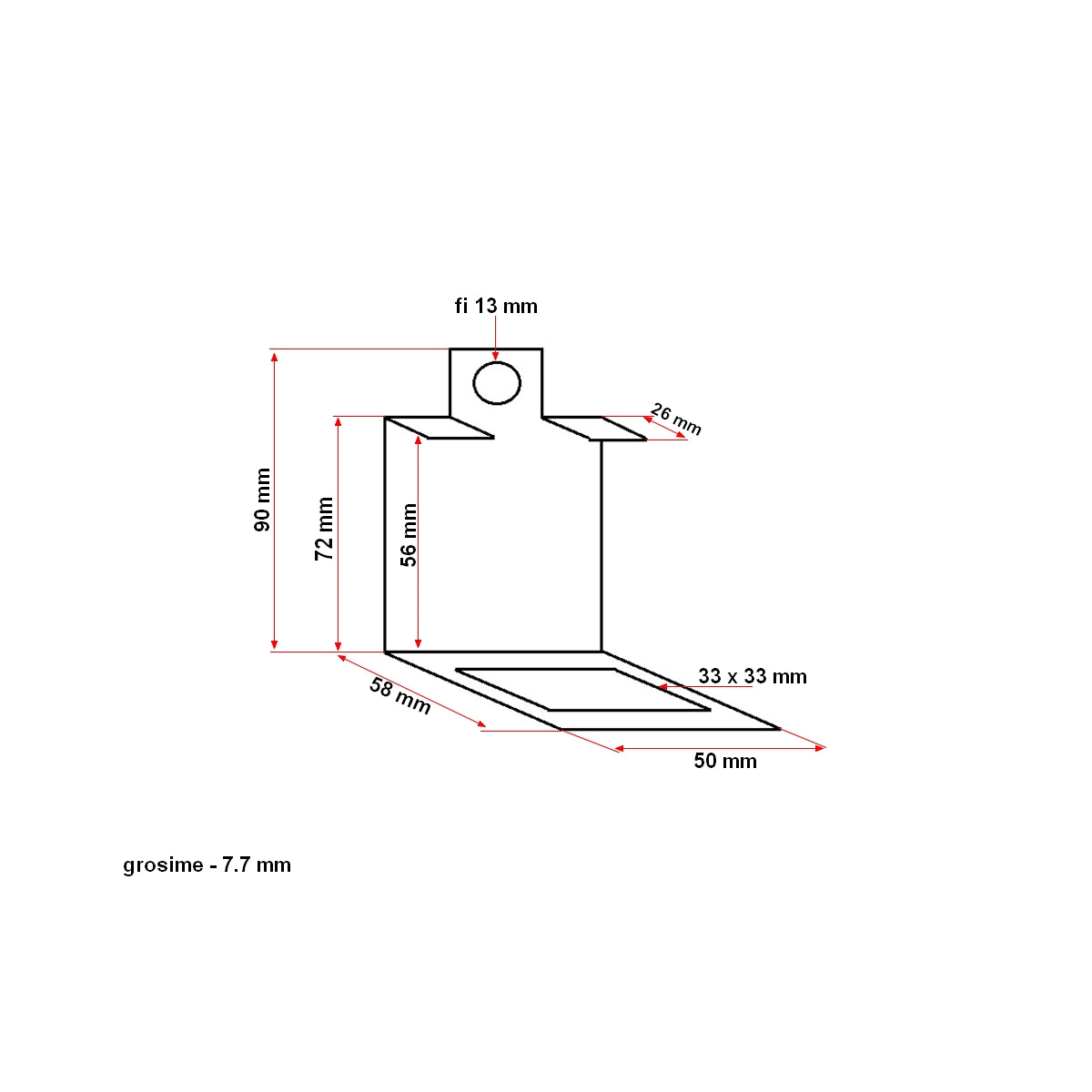 Double arc bracket 50x7.7 33x33