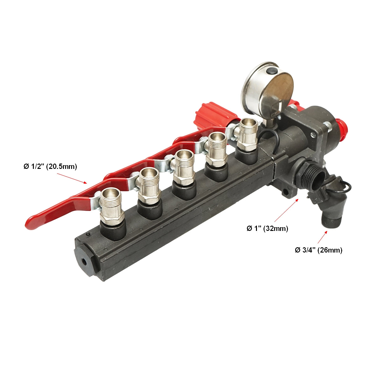 Distributor with 5 horses, glycerin manometer included for herbicide applicator