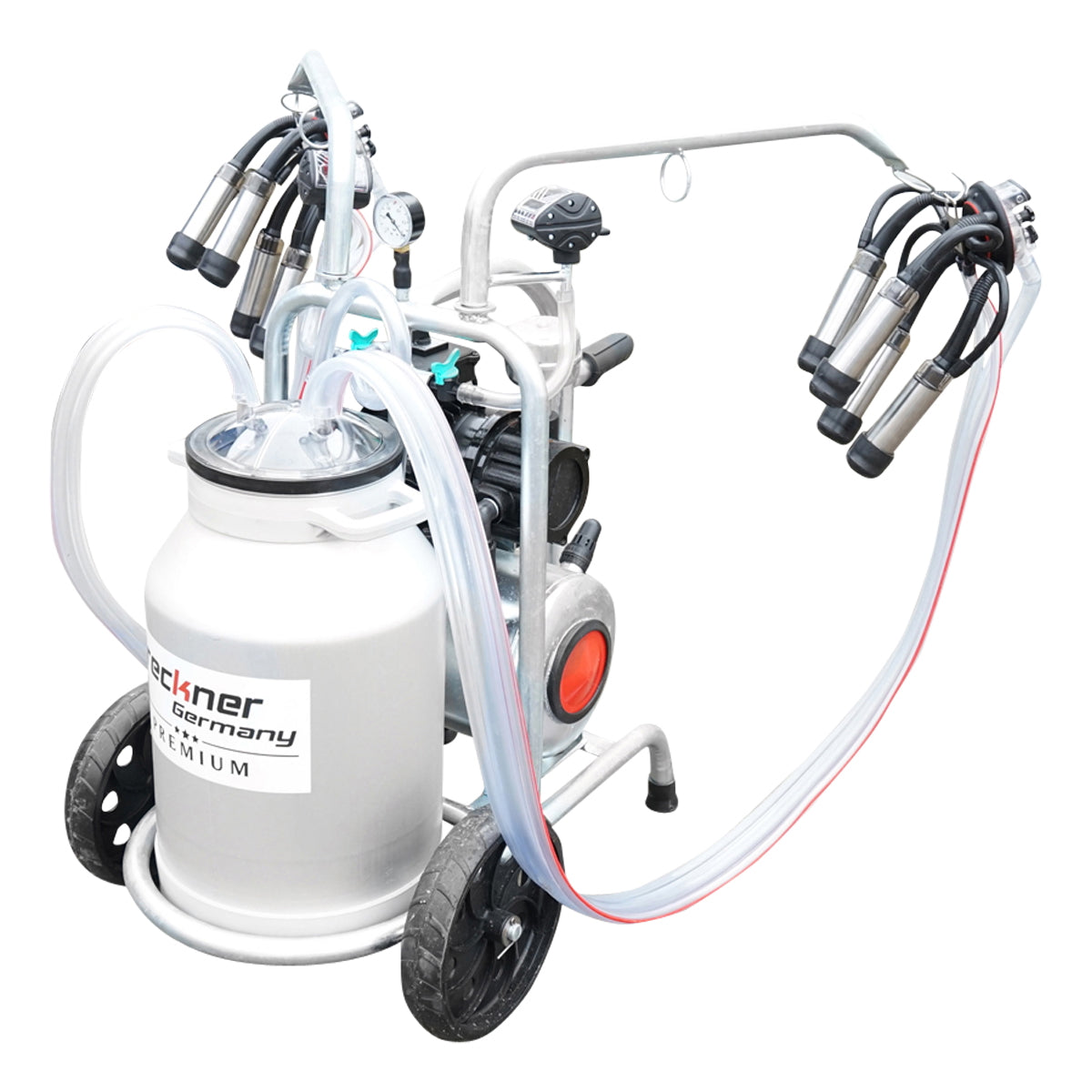 Cattle milking machine with 160cc collection group, galvanized chassis, 40L aluminum tank, 2 positions Breckner Germany